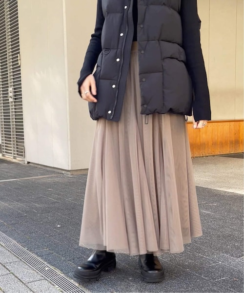 Spick and Span チュールスカート　ブラウン【38】 追加》チュールスカート（ロング・マキシ丈スカート）｜Spick