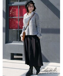 catworld | 前單褶八分鬆緊寬褲(その他)