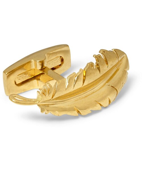 Alexander McQueen（アレキサンダーマックイーン）の「Alexander McQueen Gold-Plated Feather Cufflinks（カフリンクス・メンズ・Gold・One Size）」の5枚目の写真