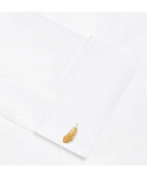Alexander McQueen（アレキサンダーマックイーン）の「Alexander McQueen Gold-Plated Feather Cufflinks（カフリンクス・メンズ・Gold・One Size）」の2枚目の写真