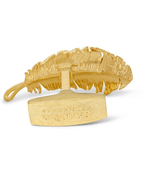 Alexander McQueen（アレキサンダーマックイーン）の「Alexander McQueen Gold-Plated Feather Cufflinks（カフリンクス・メンズ・Gold・One Size）」の4枚目の写真