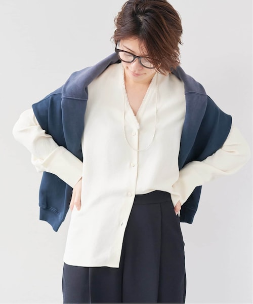 Plage RIAM ノーカラーシャツブラウス plage（プラージュ）の「《予約》【R'IAM】 ノーカラー シャツ