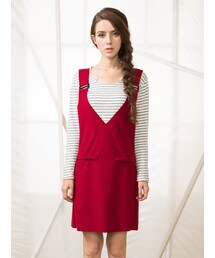 Shalex | V-Neck Dungaree Dress(ワンピース)