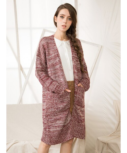 Shalexの「Shalex Longline Cardigan(ダウンジャケット/コート・レディース・Red・Free Size)」の1枚目の写真