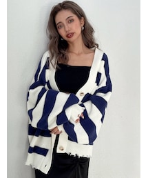 GYDA | ボーダー LOOSEニットカーディガン(カーディガン/ボレロ)
