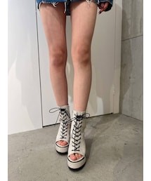 GYDA | タンクソールレースアップオープンショートブーツ(ブーツ)