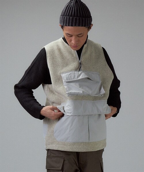 BURLAP OUTFITTER（バーラップアウトフィッター）の「Burlap Outfitter 針織刷毛拼接背心（その他・メンズ・黑色/BLACK/燕麥色/OATMEAL・黑色/BLACK/燕麥色/OATMEAL）」の9枚目の写真