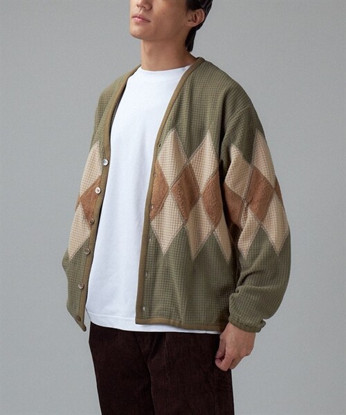 BURLAP OUTFITTER（バーラップアウトフィッター）の「Burlap Outfitter 菱格刷毛開襟衫（その他・メンズ・泥棕色/苔綠色・泥棕色/苔綠色）」の10枚目の写真