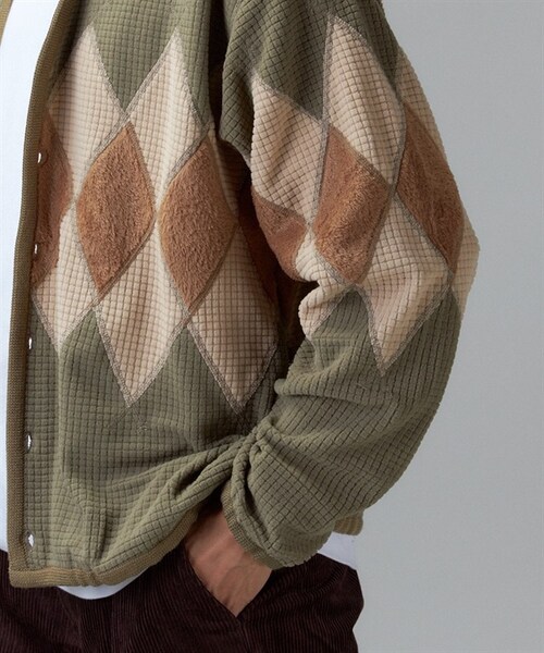 BURLAP OUTFITTER（バーラップアウトフィッター）の「Burlap Outfitter 菱格刷毛開襟衫（その他・メンズ・泥棕色/苔綠色・泥棕色/苔綠色）」の14枚目の写真