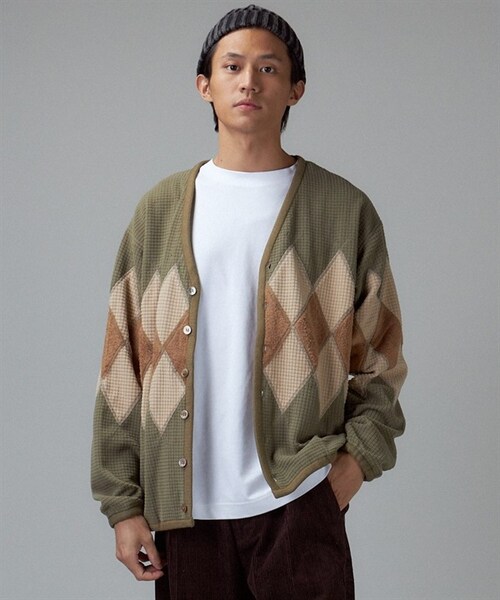 BURLAP OUTFITTER（バーラップアウトフィッター）の「Burlap Outfitter 菱格刷毛開襟衫（その他・メンズ・泥棕色/苔綠色・泥棕色/苔綠色）」の9枚目の写真