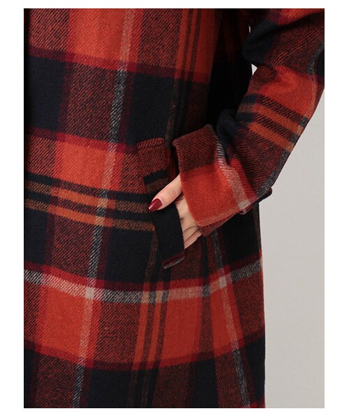 ehka sopo（エヘカソポ）の「チェックシャギーロングコート 1300991-42-13-11（コート　・レディース・グリーン/ネイビー・M）」の7枚目の写真