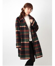 ehka sopo | チェックシャギーロングコート 1300991-42-13-11(ジャケット/アウター)
