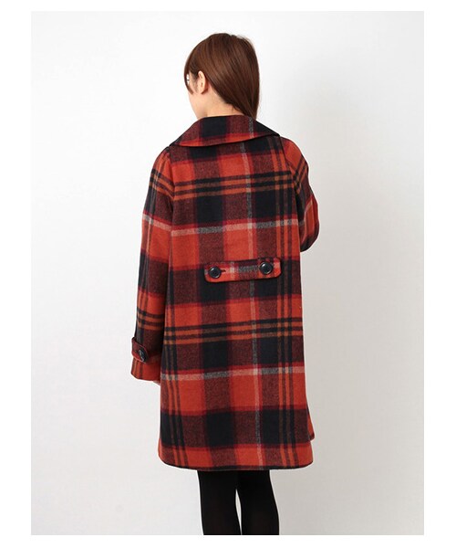 ehka sopo（エヘカソポ）の「チェックシャギーロングコート 1300991-42-13-11（コート　・レディース・グリーン/ネイビー・M）」の5枚目の写真