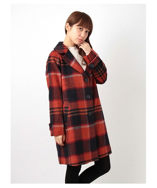 ehka sopo（エヘカソポ）の「チェックシャギーロングコート 1300991-42-13-11（コート　・レディース・グリーン/ネイビー・M）」の3枚目の写真