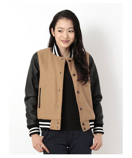 SEVENDAYS=SUNDAY（セブンデイズサンデイ）の「・フェイクメルトン 中綿キルトスタジャン（ブルゾン　・レディース・グレー/ネイビー・M/L）」の9枚目の写真