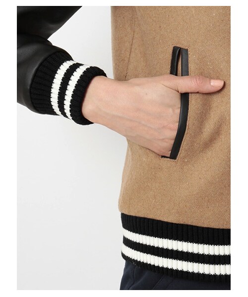 SEVENDAYS=SUNDAY（セブンデイズサンデイ）の「・フェイクメルトン 中綿キルトスタジャン（ブルゾン　・レディース・グレー/ネイビー・M/L）」の7枚目の写真