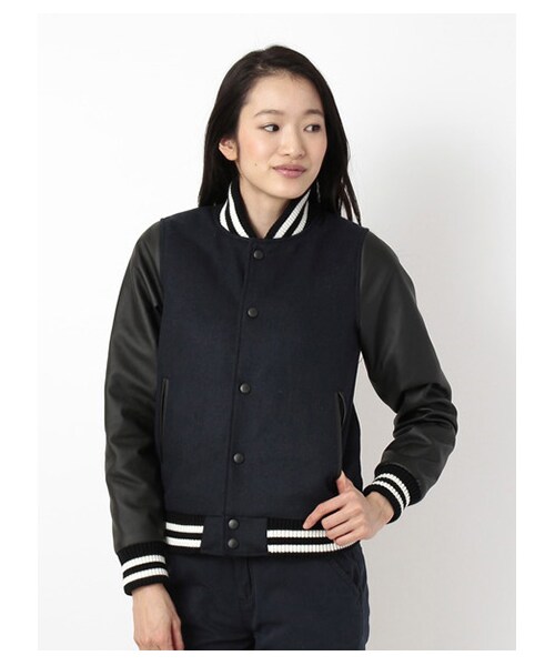 SEVENDAYS=SUNDAY（セブンデイズサンデイ）の「・フェイクメルトン 中綿キルトスタジャン（ブルゾン　・レディース・グレー/ネイビー・M/L）」の2枚目の写真