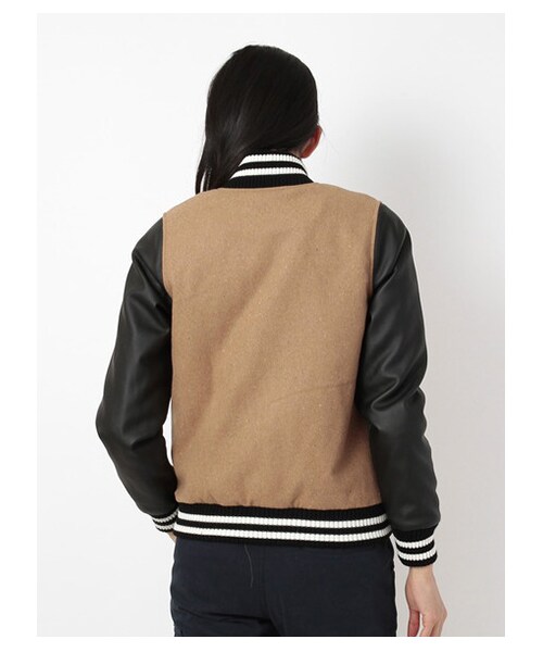 SEVENDAYS=SUNDAY（セブンデイズサンデイ）の「・フェイクメルトン 中綿キルトスタジャン（ブルゾン　・レディース・グレー/ネイビー・M/L）」の5枚目の写真