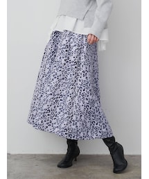 ELENDEEK | LEOPARD W TUCK FLARE SK(スカート)