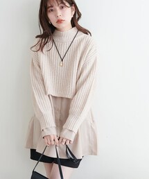 natural couture | ショート畦ニット×シャツチュニックセット(チュニック)