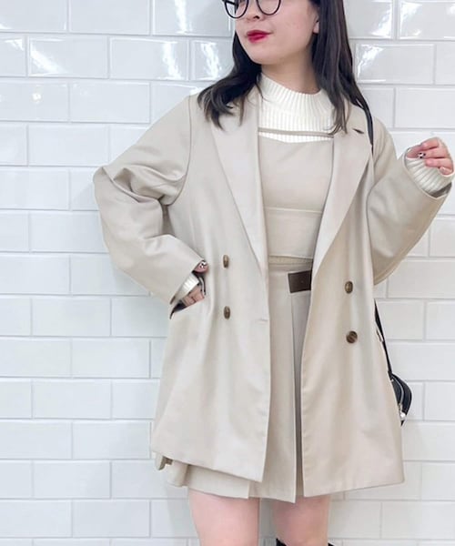 OLIVE des OLIVE(オリーブデオリーブ)の「【セットアップ対応】ロングテーラードジャケット(テーラードジャケット・レディース・ベージュ/ネイビー/ブラック・FREE)」の2枚目の写真