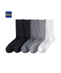 GU | （GU）無地クルーソックス（５足組）(レッグウェア)
