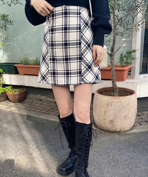 one after another NICE CLAUP（ワンアフターアナザーナイスクラップ）の「バックリボンアソ―トスカート（スカート・レディース・グレー系その他/チェック/その他1・0）」の3枚目の写真