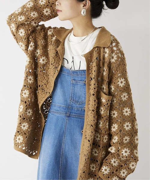 JOURNAL STANDARD relume（ジャーナルスタンダード　レリューム）の「《予約》CALIFORNIA クロシェアミ ニットカーディガン "FL"（その他・ブラック/M/L）」の2枚目の写真