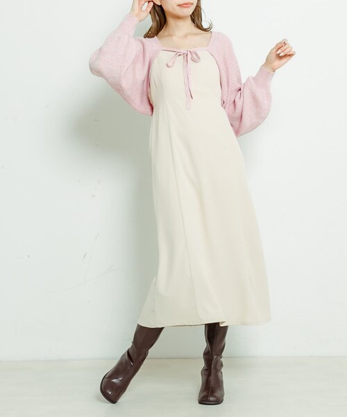 OLIVE des OLIVE（オリーブデオリーブ）の「ボレロ×キャミワンピースセット（ワンピース・レディース・ベージュ/サックスブルー/チャコールグレー・FREE）」の2枚目の写真