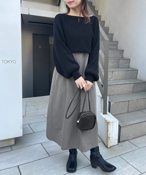 OLIVE des OLIVE（オリーブデオリーブ）の「ボレロ×キャミワンピースセット（ワンピース・レディース・ベージュ/サックスブルー/チャコールグレー・FREE）」の3枚目の写真