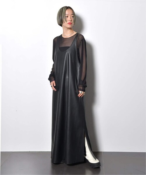 CITYSHOP(シティーショップ)の「《予約》FAUX LEATHER DRESS 3:ワンピース(ワンピース/ドレス・ブラック/(001)/36/在庫あり/38)」の11枚目の写真
