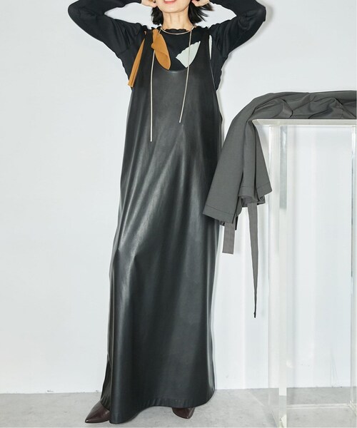 CITYSHOP(シティーショップ)の「《予約》FAUX LEATHER DRESS 3:ワンピース(ワンピース/ドレス・ブラック/(001)/36/在庫あり/38)」の1枚目の写真