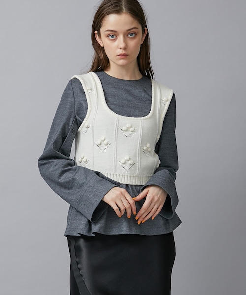 mame（マメ）の「Bubble Pattern Sleeveless Knitted Top（ニット/セーター・メンズ・ECRU/WIN/BGN・2）」の2枚目の写真