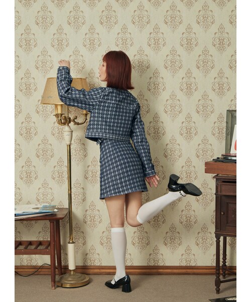 Marjorie（マージョリー）の「天賜的驕傲，菱格撞色車線短版外套（ジャケット/アウター・レディース・牛仔藍・S/M）」の6枚目の写真