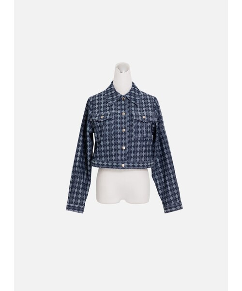 Marjorie（マージョリー）の「天賜的驕傲，菱格撞色車線短版外套（ジャケット/アウター・レディース・牛仔藍・S/M）」の7枚目の写真