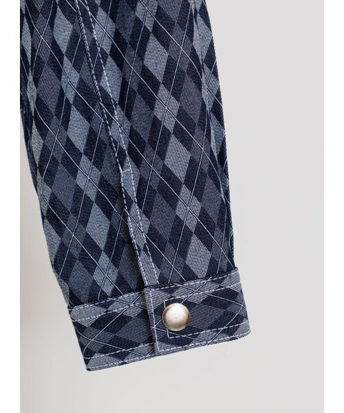 Marjorie（マージョリー）の「天賜的驕傲，菱格撞色車線短版外套（ジャケット/アウター・レディース・牛仔藍・S/M）」の10枚目の写真
