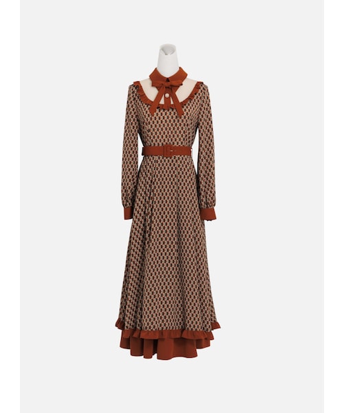 Marjorie（マージョリー）の「不滅玩心，造型荷葉領片印花長洋裝（ワンピース/ドレス・レディース・印花・S/M/L）」の8枚目の写真