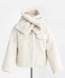 DHOLIC | マフラーsetパールボタンボアジャケット(ブルゾン)