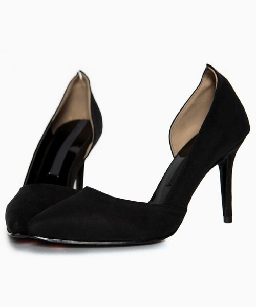 DHOLIC（ディーホリック）の「スエード調ポインテッドトゥシューズ（パンプス・レディース・ピンク/グレー/ブラック・22.5/23.0/23.5/24.0/24.5/25.0）」の2枚目の写真