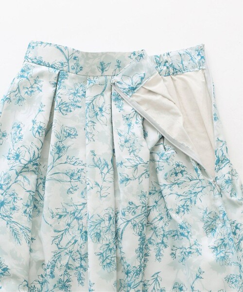 2021SS フラワープリントタックスカート 36 La TOTALITE（ラトータリテ）の「アクアフラワープリントタックス
