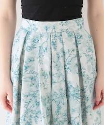 2021SS フラワープリントタックスカート 36 La TOTALITE（ラトータリテ）の「アクアフラワープリントタックス