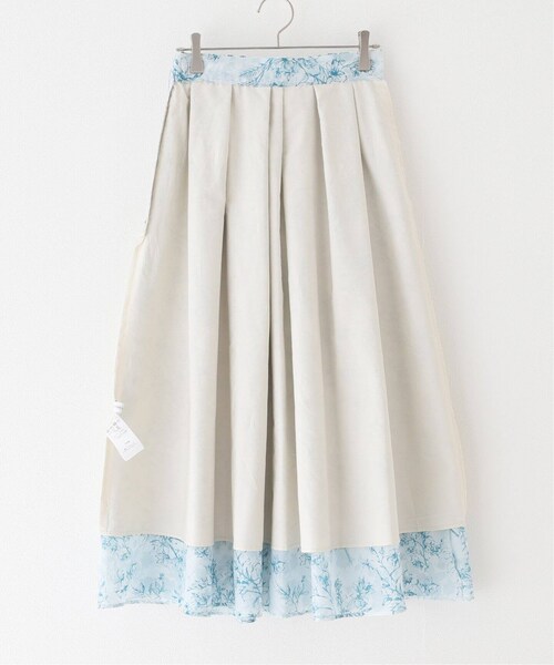 2021SS フラワープリントタックスカート 36 La TOTALITE（ラトータリテ）の「アクアフラワープリントタックス