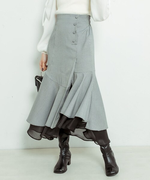 OLIVE des OLIVE（オリーブデオリーブ）の「【WEB限定/リバイバル】裾シフォンマーメイドスカート（スカート・レディース・アイボリー/ミント/ライトグレー/スミクロ・FREE）」の2枚目の写真