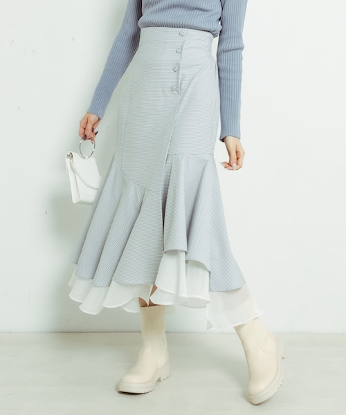 OLIVE des OLIVE（オリーブデオリーブ）の「【WEB限定/リバイバル】裾シフォンマーメイドスカート（スカート・レディース・アイボリー/ミント/ライトグレー/スミクロ・FREE）」の3枚目の写真