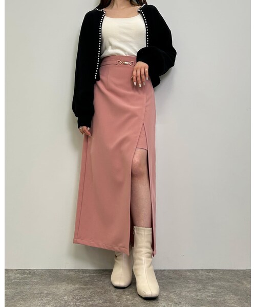 INGNI(イング)の「【春の新作】ビット付スリットナロー/スカート(スカート・レディース・アイボリー/クロ/ピンク・F)」の11枚目の写真