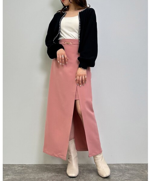 INGNI(イング)の「【春の新作】ビット付スリットナロー/スカート(スカート・レディース・アイボリー/クロ/ピンク・F)」の12枚目の写真