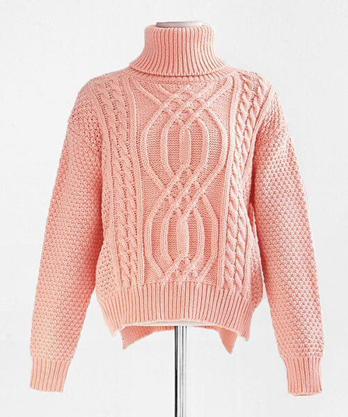 DHOLIC（ディーホリック）の「ユニーク編みクロップドタートルニット（ニット/セーター・レディース・ホワイトアイボリー/ピンク/パープル・free）」の3枚目の写真