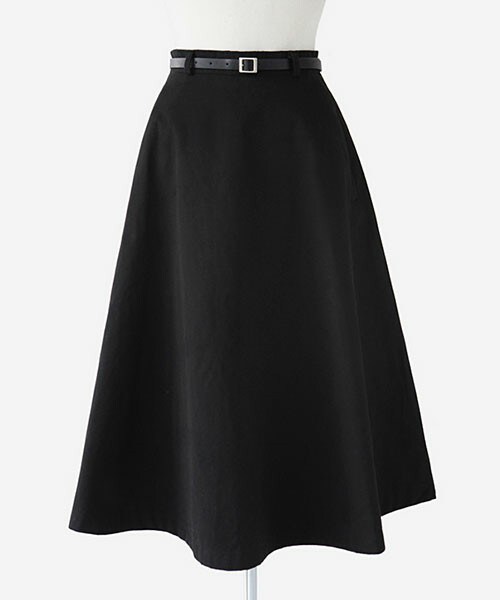 DHOLIC(ディーホリック)の「ベルトset Aラインミディスカート(スカート・レディース・ブラック/ダークベージュ/カーキ・S/M)」の1枚目の写真