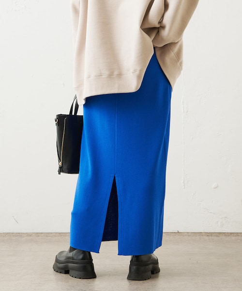 PUAL CE CIN（ピュアルセシン）の「【Du noir】ストレッチナロースカート（スカート・レディース・ライトグレー/オレンジ/ブルー/ブラック・FREE）」の3枚目の写真