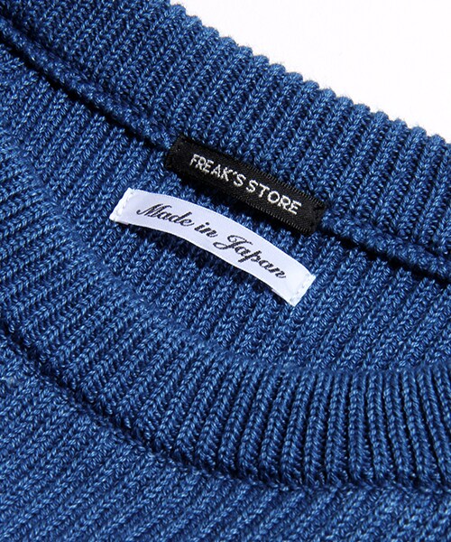 FREAK'S STORE（フリークスストア）の「【15SS新作】 -MADE IN JAPAN- インディゴ畔編クルーネックニット（その他・メンズ・サックスブルー/ネイビー/ボーダー/ストライプ・M/L）」の8枚目の写真